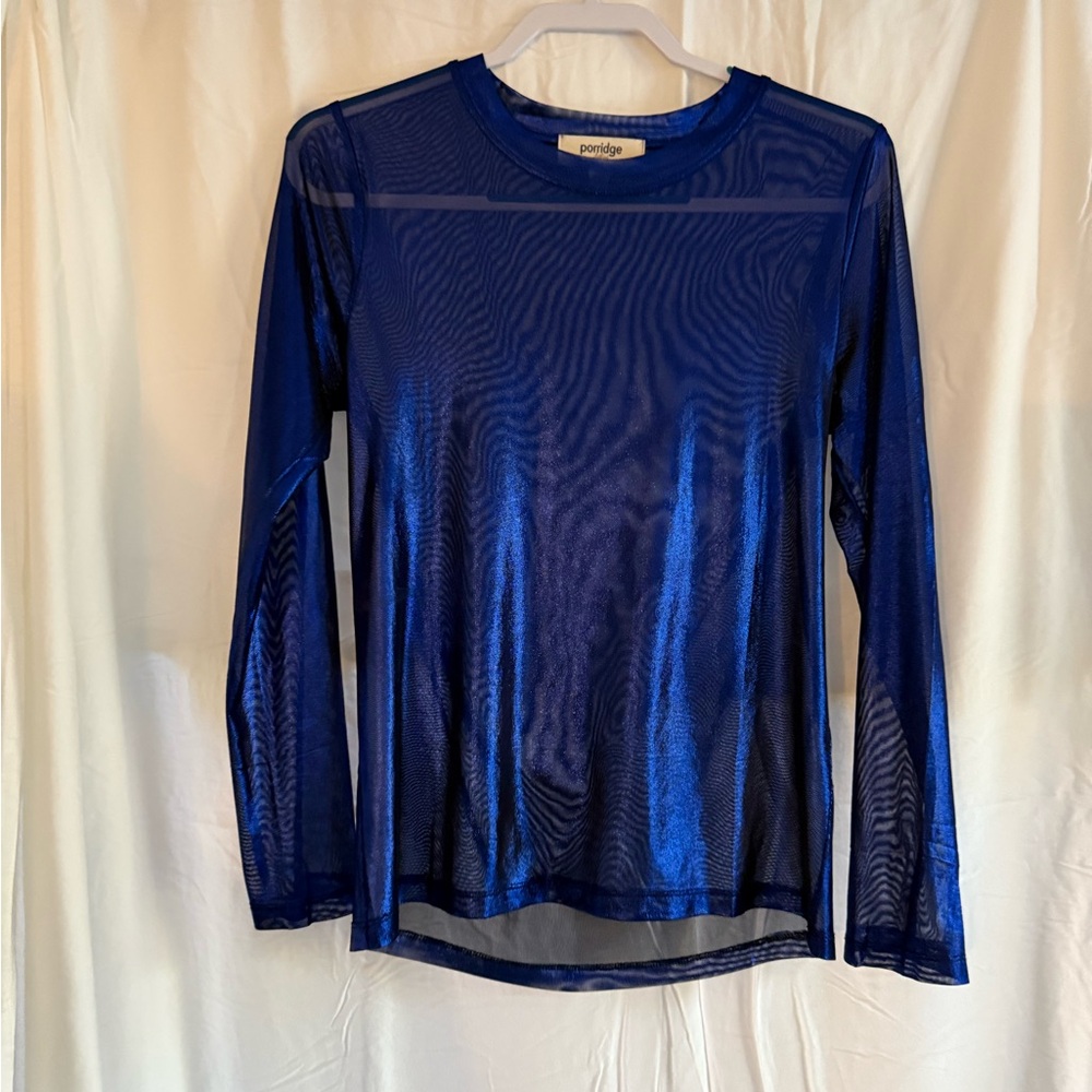 sheer royal blue long sleeve